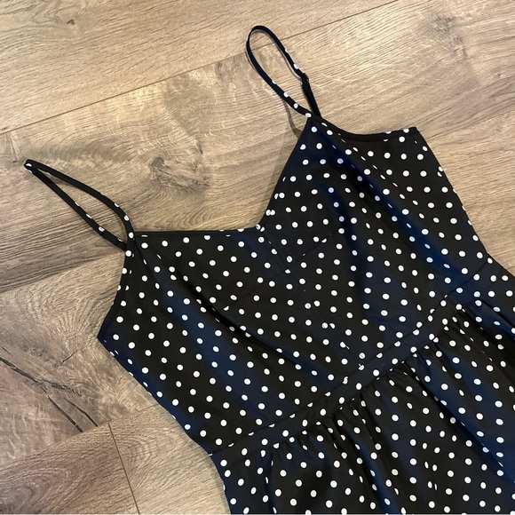 J.Crew Black Polka Dot Dress Size 6 Sleeveless V-Neck - Picture 2 of 5